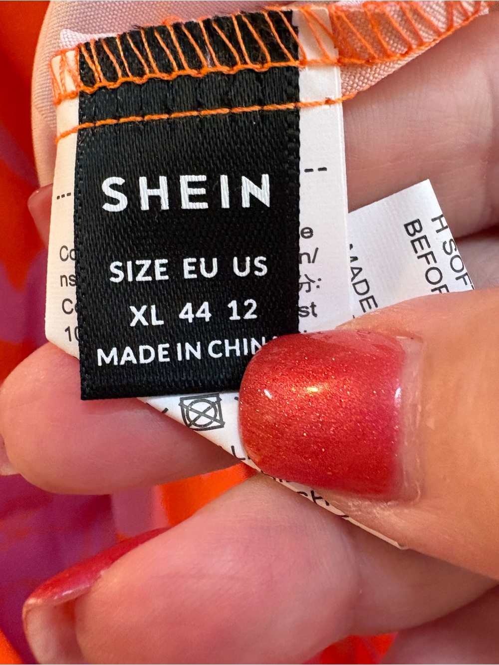 SHEIN Orange One-Shoulder Maxi Dress with Pink Floral Print - Picture 6 of 6